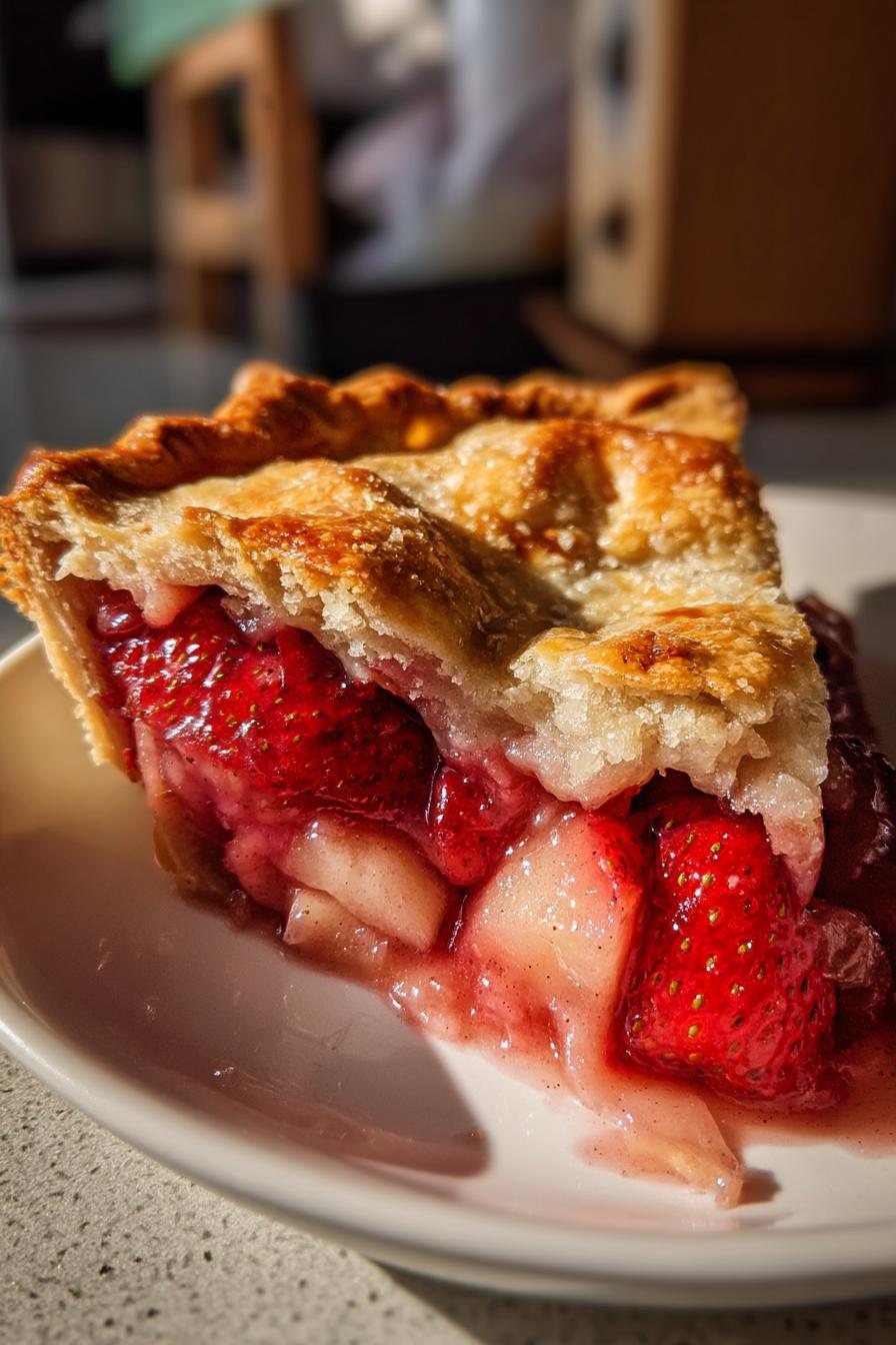 Strawberry rhubarb pie - detail 1