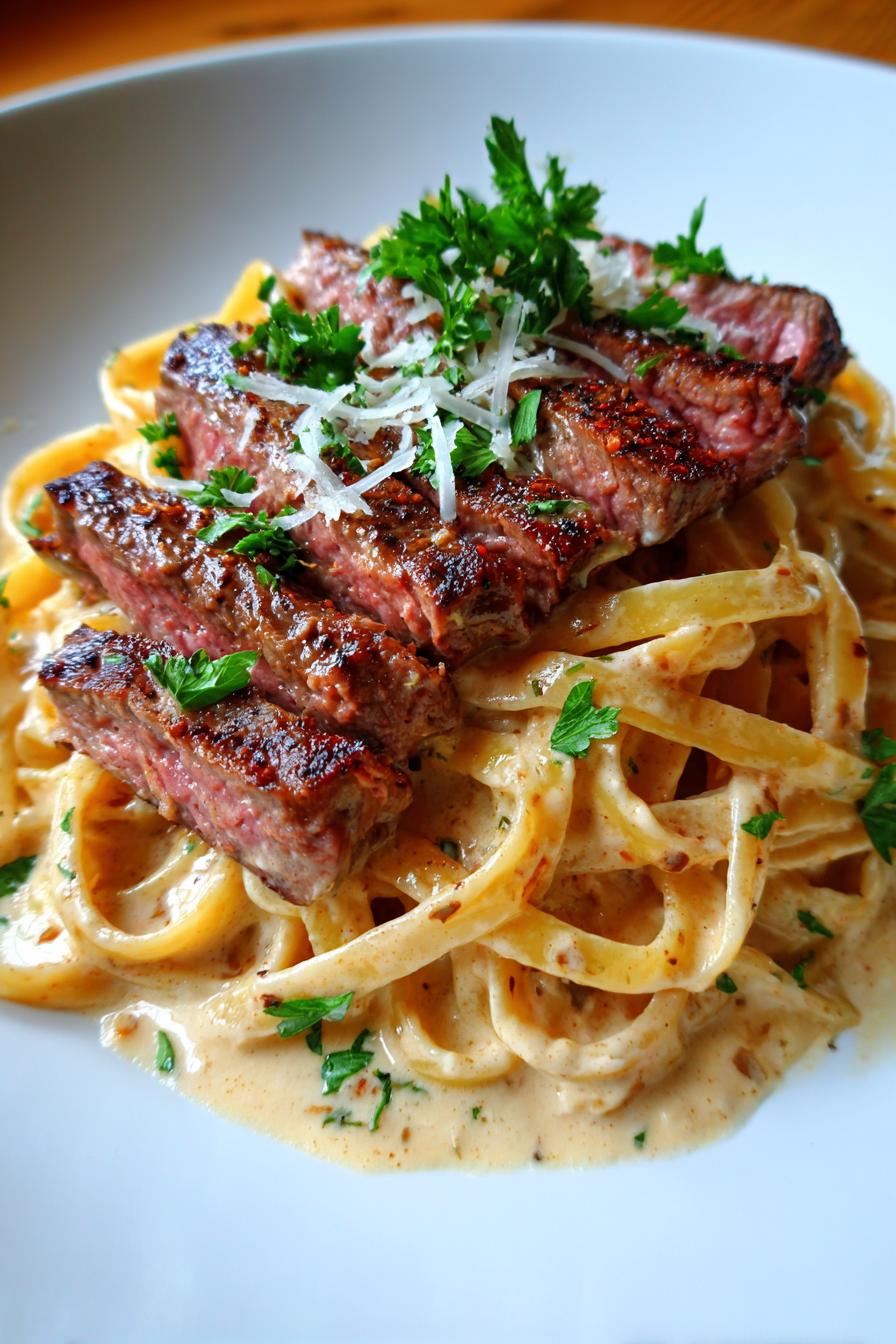 creamy cajun steak alfredo - detail 1