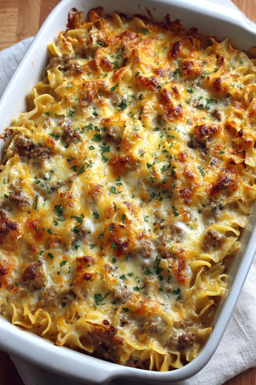 sour cream beef noodle casserole - detail 1