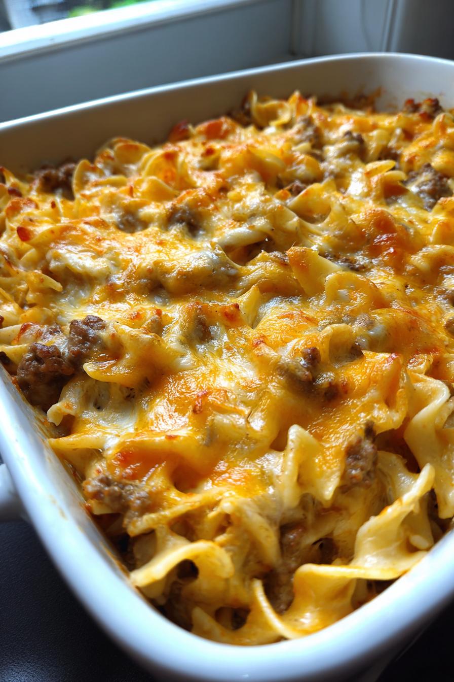 sour cream beef noodle casserole - detail 2